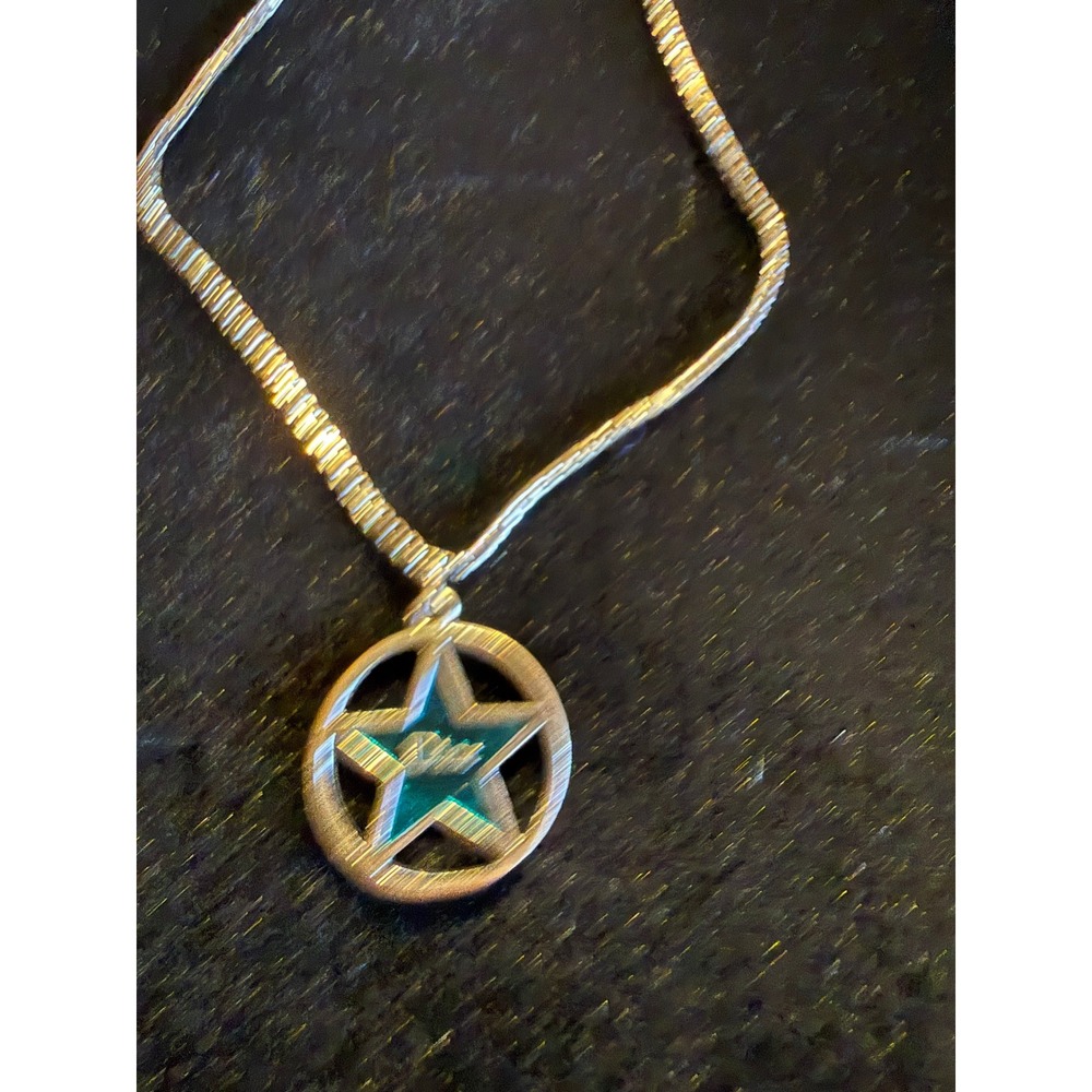 Christian Dior Vintage Gold Tone Teal Enamel Star Charm Bracelet CD Logo Pendant - Picture 3 of 4